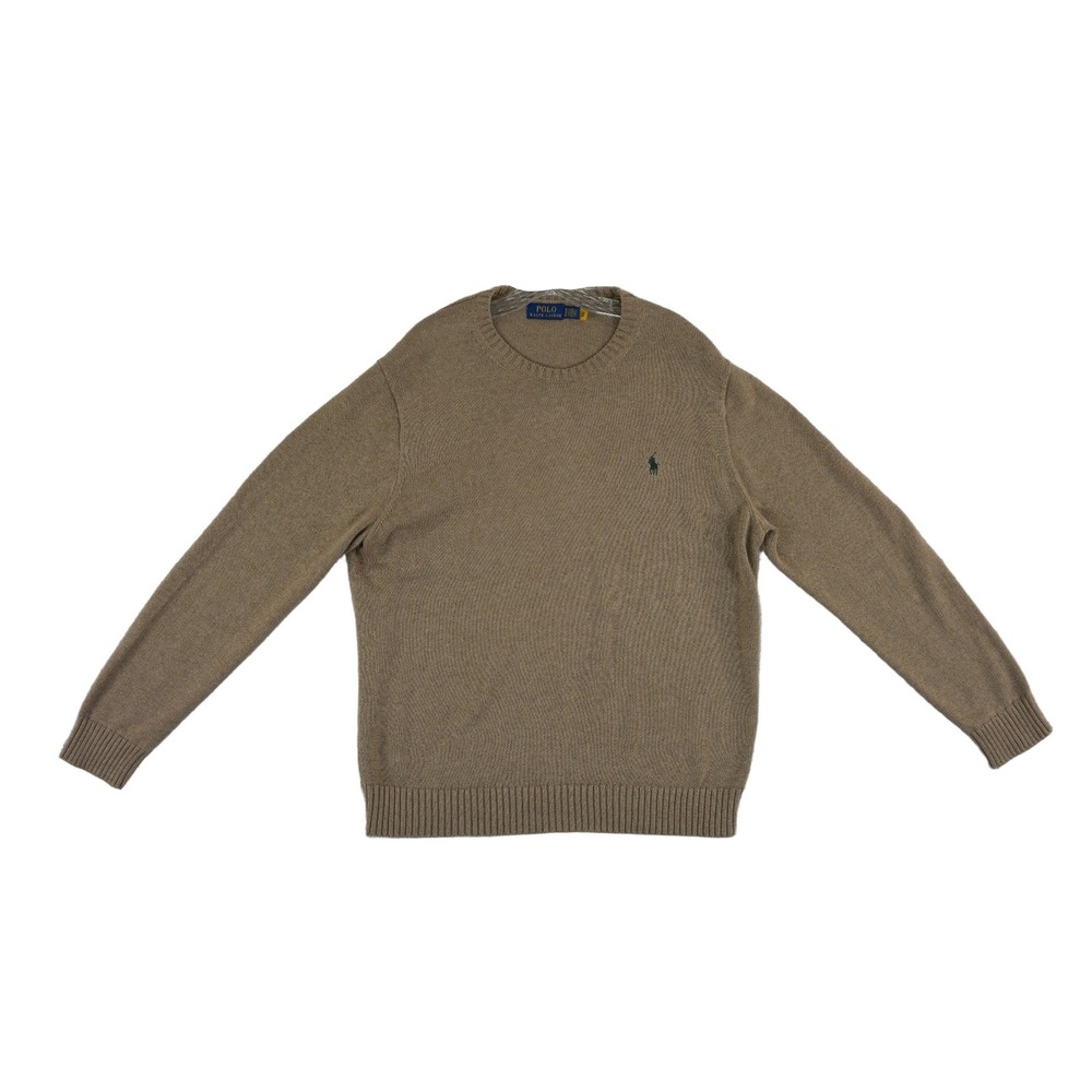 Polo Ralph Lauren Sweater 100% Cotton‎ Men's Size XL Tan Brown Cotton Crewneck